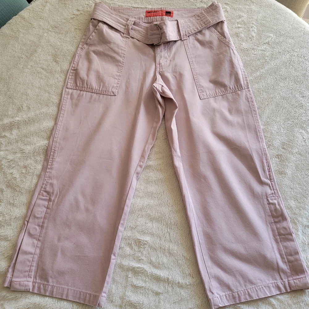 Vintage Y2K Mossimo Cropped Utility Lowrise Pants with Belt Blush Pink  *sz 9* - Picture 2 of 16